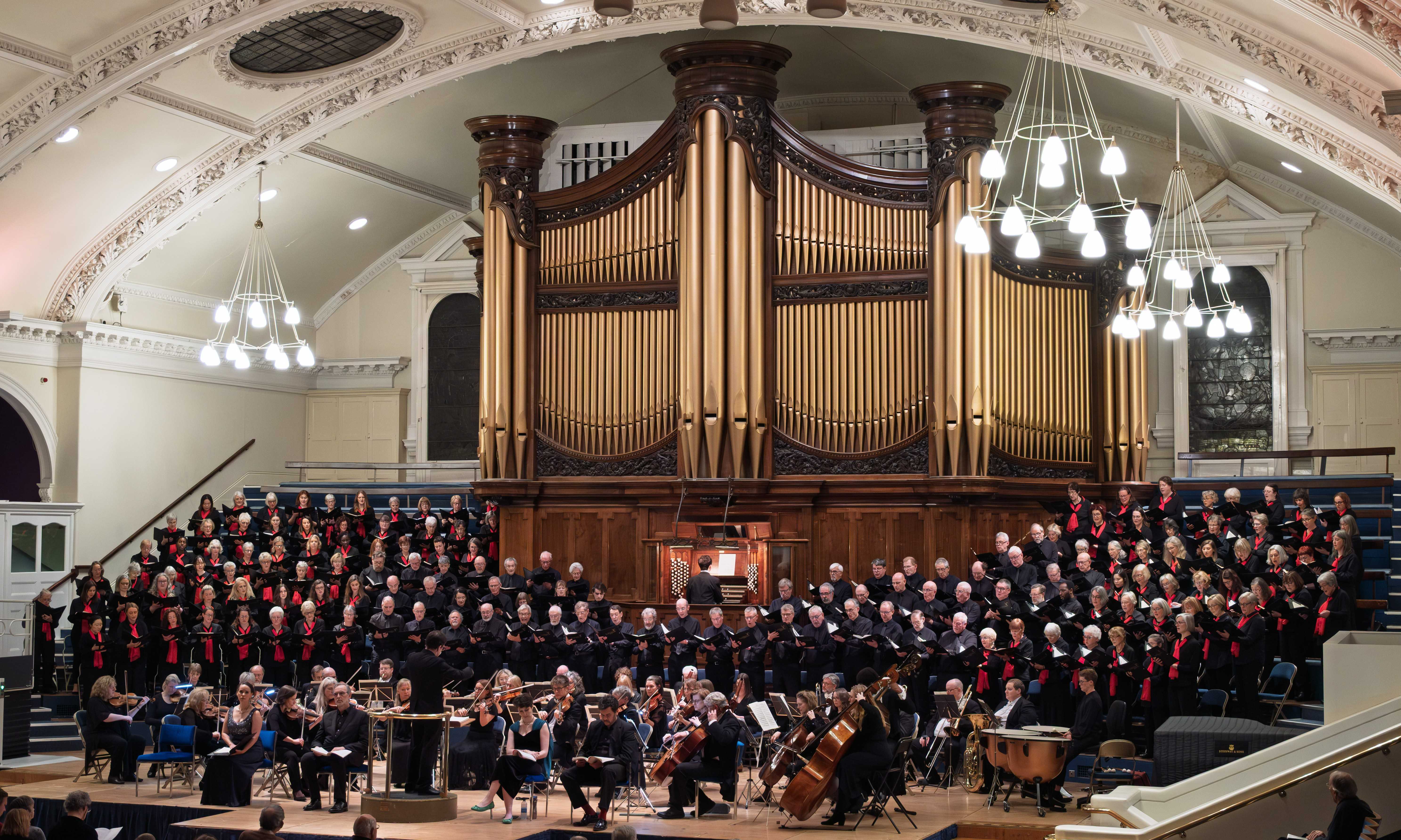 The choir performing at a concert in the Albert Hall, Nottingham.