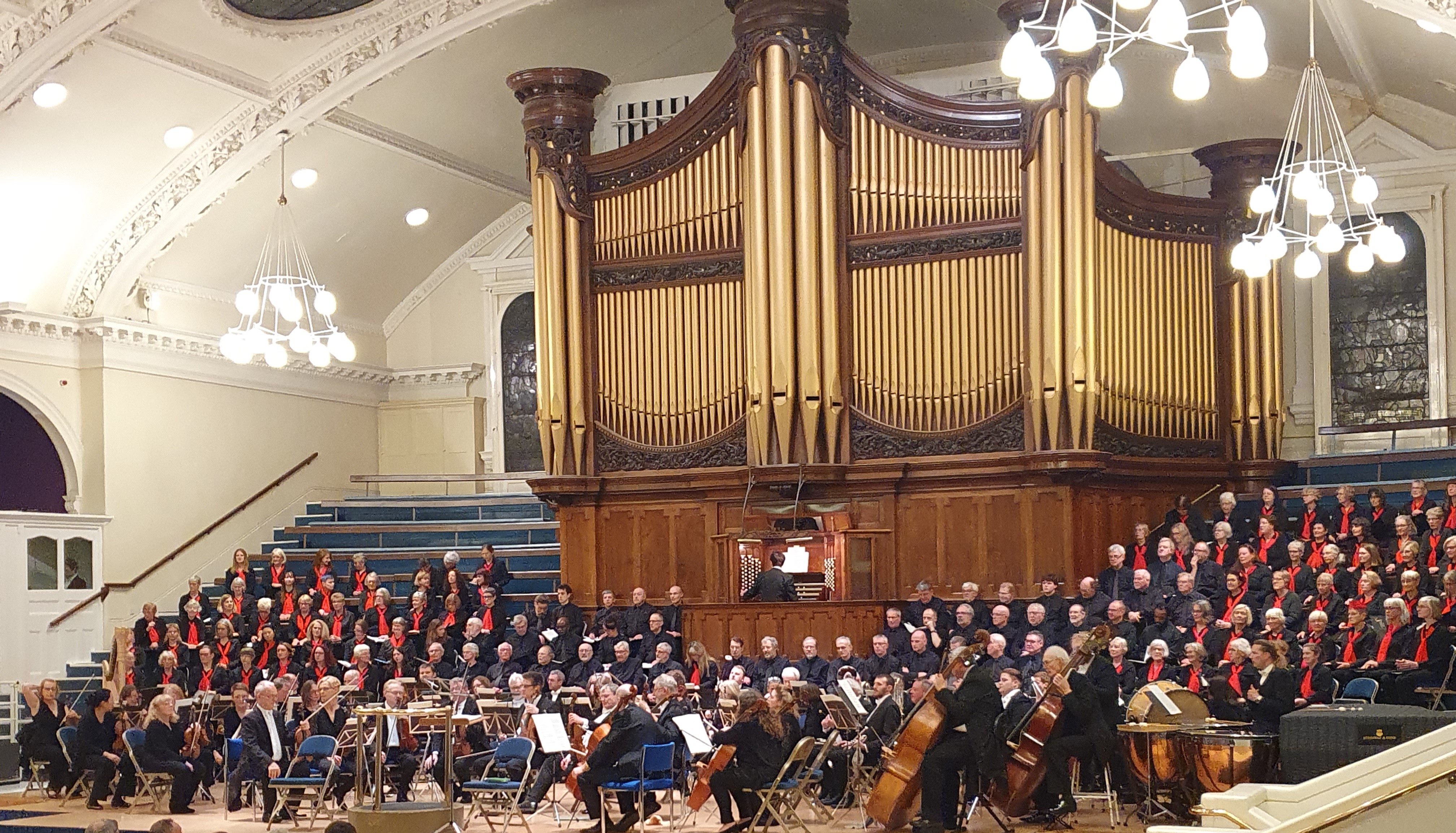 The choir performing at a concert in the Albert Hall, Nottingham.